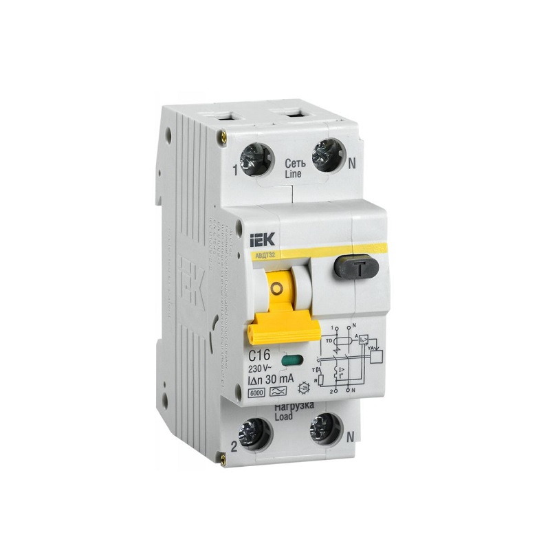 Выключатель дифавтом. 2п C 16А 30мА тип А 6кА АВТД-32 ИЭК