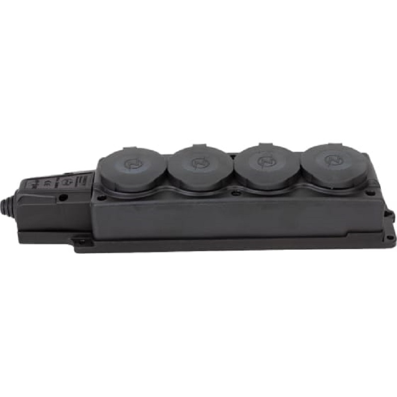 Колодка четверная с загл.каучук 2Р+PЕ 1х16А 220-240V IP54