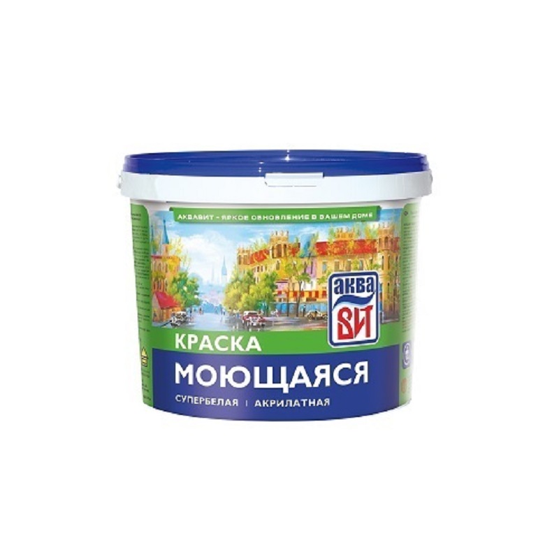 Краска ВАК-20 моющаяся супербелая, АкваВИТ 1,3кг (ведро)