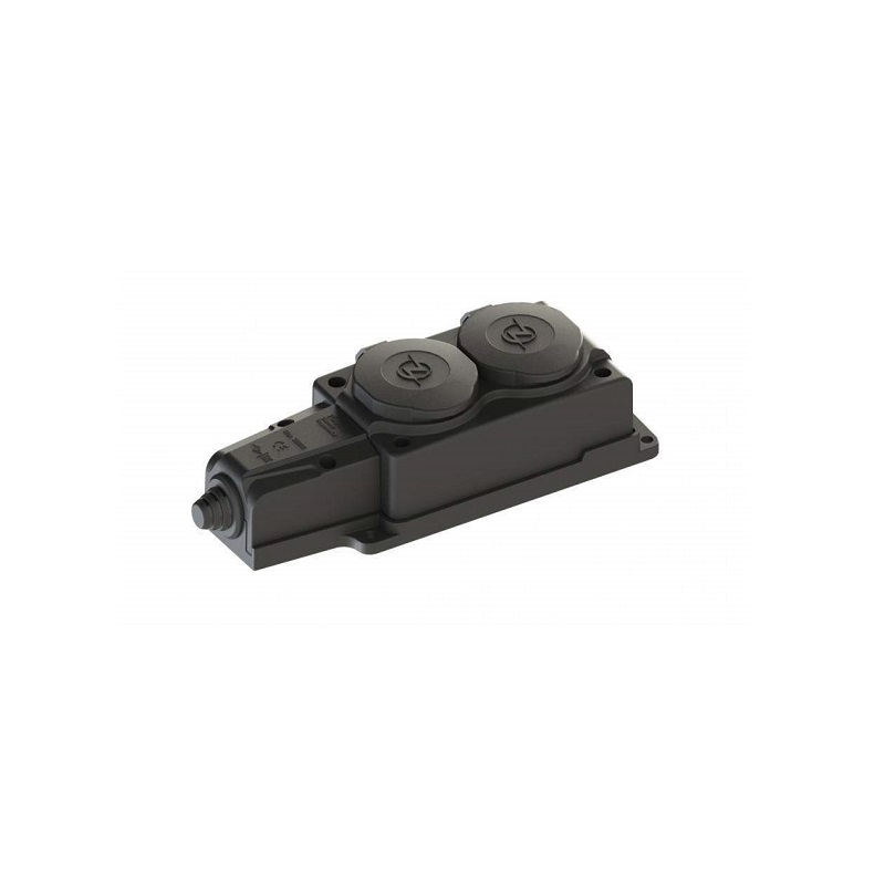 Колодка двойная с загл.каучук 2Р+PЕ 1х16 220-240V IP44