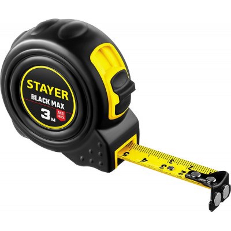 Рулетка STAYER BlackMax  3мх16мм с двумя фиксаторами*