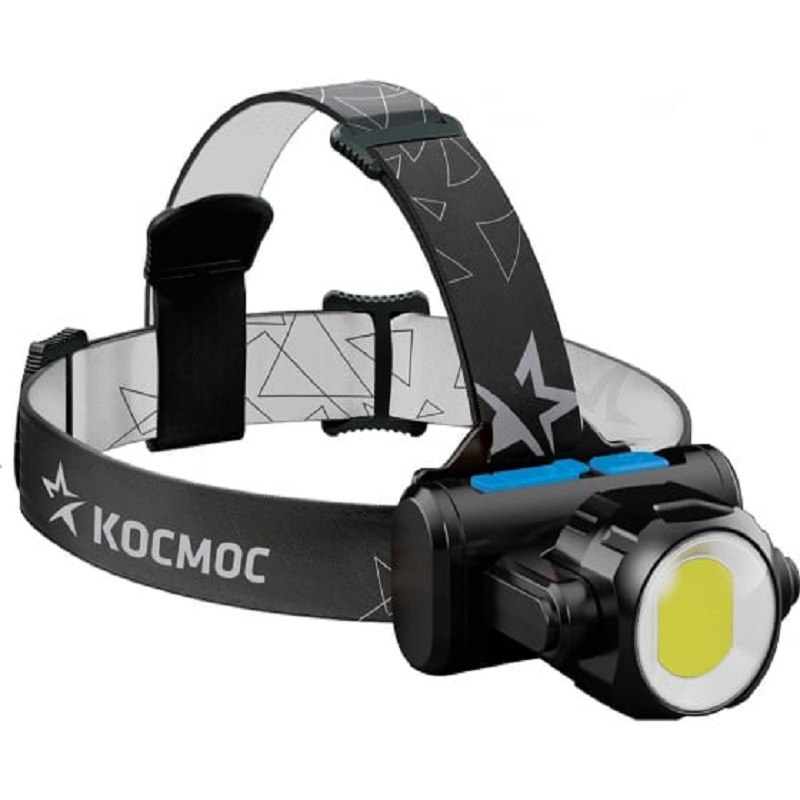 Фонарь налоб. Космос(лит,акк.3,7V 1.2Ah)1 св/д XPE 3W+COB 5W,240lm+300lm з/у micro USB