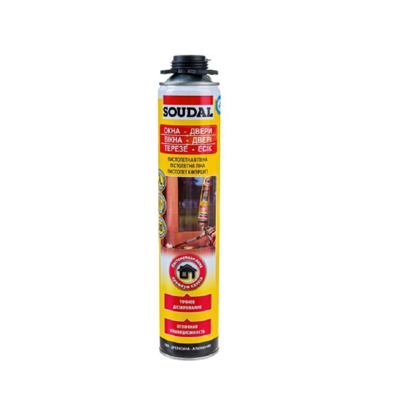 Пена пистолетная YELLOW 750мл 50л SOUDAL окна/двери