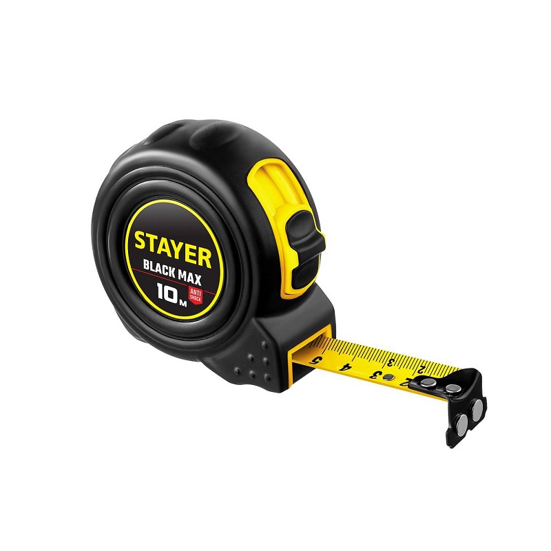 Рулетка STAYER BlackMax с двумя фиксаторами 10мх25мм*
